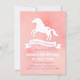Invitación Fiesta de Cumpleaños de Niñas Acuarela Unicornio B