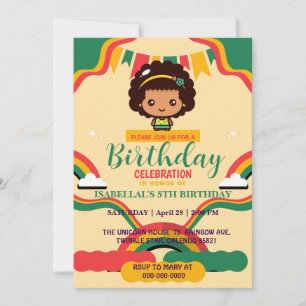 Invitación Fiesta de cumpleaños de niñas afroamericanas linda