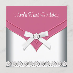 Invitación Fiesta de cumpleaños de niñas bonitas de rosa y bl