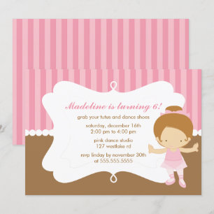 Invitación Fiesta de cumpleaños de niñas con tema de ballet a