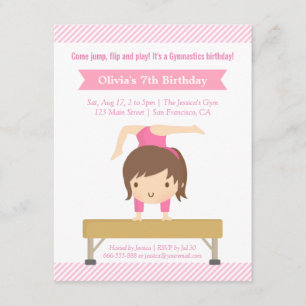 Invitación Fiesta de Cumpleaños de Niñas Gimnastas Lindas