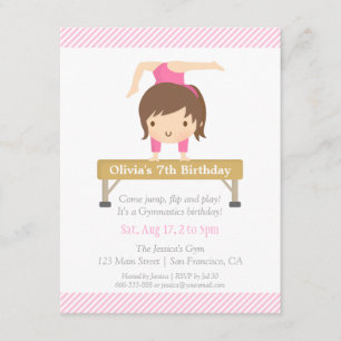 Invitación Fiesta de Cumpleaños de Niñas Gimnastas Lindas