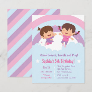 Invitación Fiesta de Cumpleaños de Niñas Lindas Saltando en N