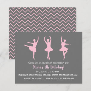Invitación Fiesta de Cumpleaños de Niñas Silueta de Bailarina