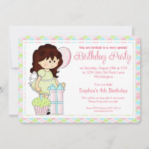 Invitación Fiesta de cumpleaños de niñita invitan a niña de s