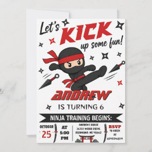 Invitación Fiesta de cumpleaños de Ninja personalizada para n