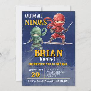 Invitación Fiesta de cumpleaños de Ninja Warrior