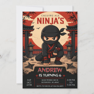 Invitación Fiesta de cumpleaños de Ninjas personales