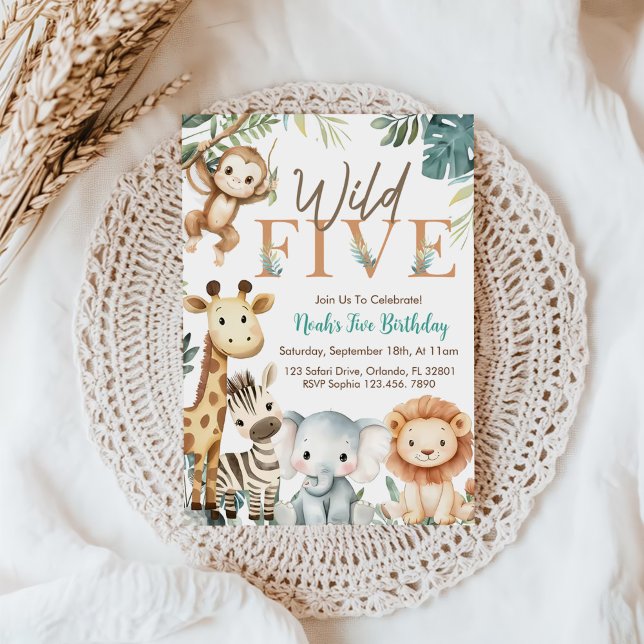 Invitación Fiesta de cumpleaños de niño con cinco animales sa (Subido por el creador)