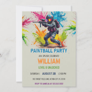 Invitación Fiesta de cumpleaños de niño con pintura de paintb