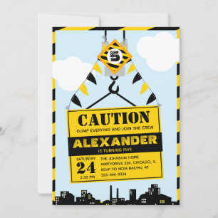 Invitación Fiesta de cumpleaños de niño con señal de precauci