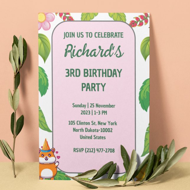 Invitación Fiesta de cumpleaños de niño con tema botánico de  (Subido por el creador)