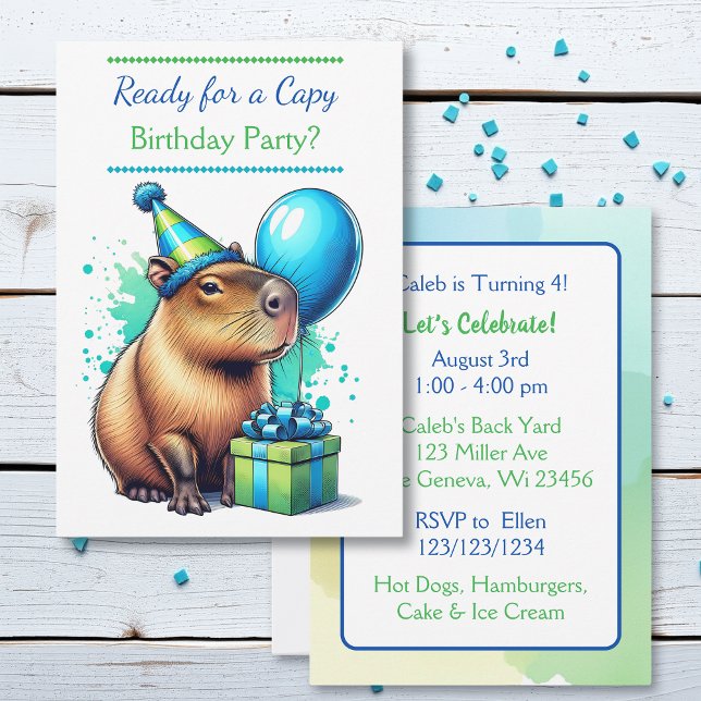 Invitación Fiesta de cumpleaños de niño con tema de carpincho (Subido por el creador)
