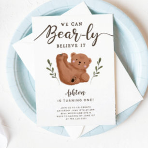 Invitación Fiesta de cumpleaños de niño con tema del oso lind