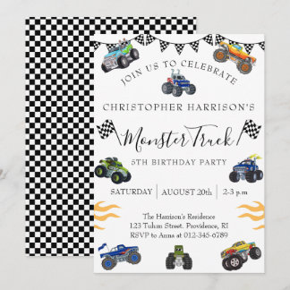 Invitación Fiesta de cumpleaños de niño de 5 años de camión m