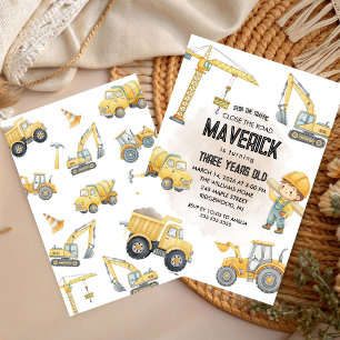 Invitación Fiesta de Cumpleaños de Niño de Construcción con C