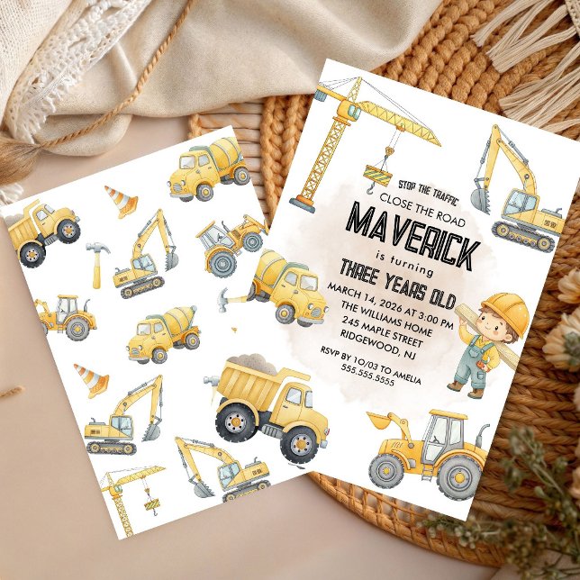 Invitación Fiesta de Cumpleaños de Niño de Construcción con C (Subido por el creador)