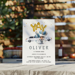 Invitación Fiesta de cumpleaños de niño Limo blanco
