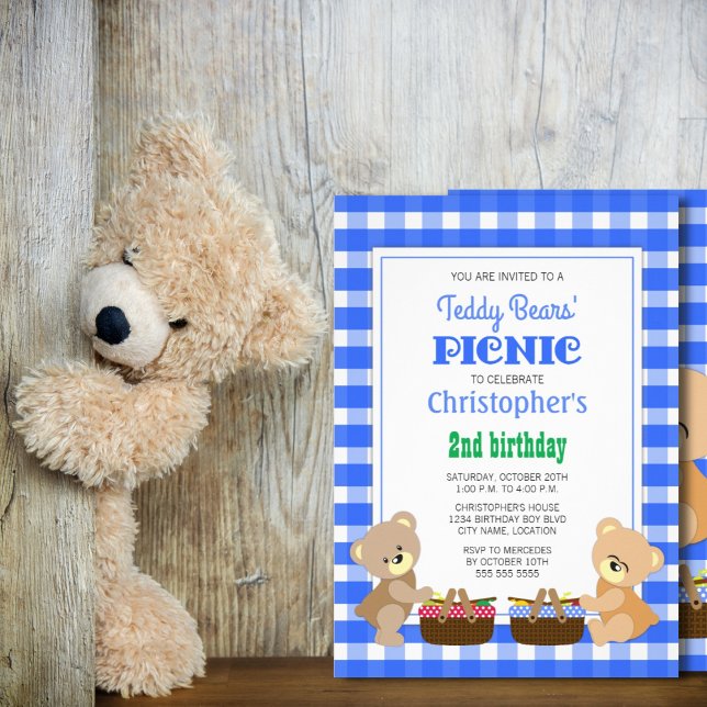 Invitación Fiesta de cumpleaños de niño picnic de Teddy Bears (Subido por el creador)