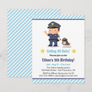 Invitación Fiesta de Cumpleaños de Niño Policía y Perro Adora