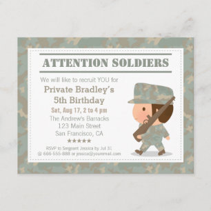 Invitación Fiesta de Cumpleaños de Niño Soldado del Ejército 