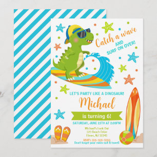 Invitación Fiesta de Cumpleaños de Niño T-Rex Dinosaurio Vera