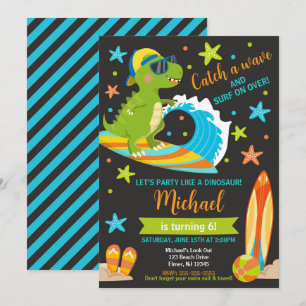 Invitación Fiesta de Cumpleaños de Niño T-Rex Dinosaurio Vera