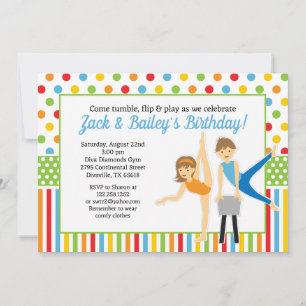 Invitación Fiesta de Cumpleaños de Niño y Niña de Gimnasia