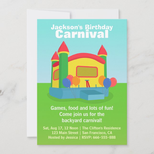 Invitación Fiesta de Cumpleaños de Niños - Alegre Carnaval de (Anverso)