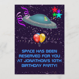 Invitación Fiesta de Cumpleaños de Niños Alien Espacial