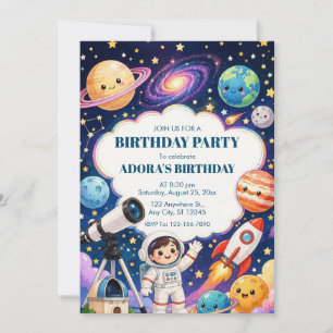 Invitación Fiesta de Cumpleaños de Niños Astronautas en el Es