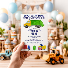 Invitación Fiesta de Cumpleaños de Niños Camiones de Basura T