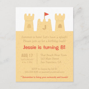 Invitación Fiesta de Cumpleaños de Niños Castillos de Arena e