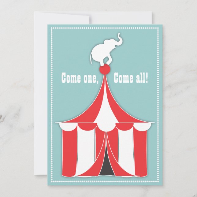 Invitación Fiesta de cumpleaños de niños Circus Tent & Elepha
