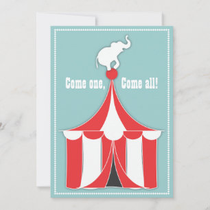 Invitación Fiesta de cumpleaños de niños Circus Tent & Elepha