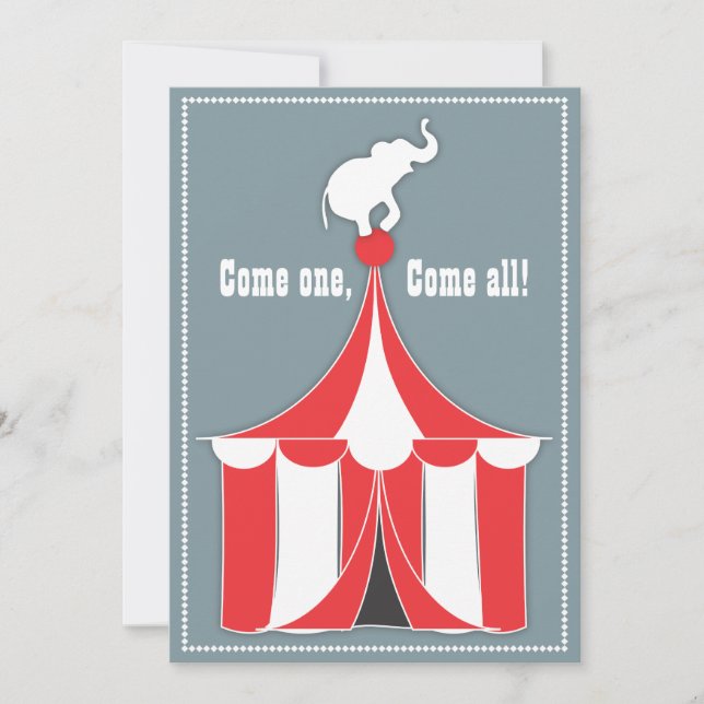 Invitación Fiesta de cumpleaños de niños Circus Tent & Elepha (Anverso)