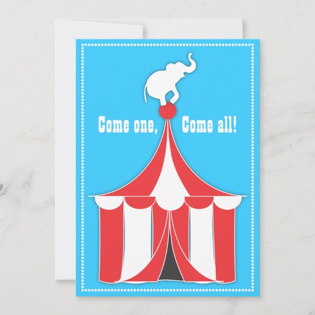 Invitación Fiesta de cumpleaños de niños Circus Tent & Elepha (Anverso)