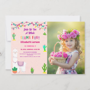 Invitación Fiesta de Cumpleaños de Niños con Alpaca Llama par
