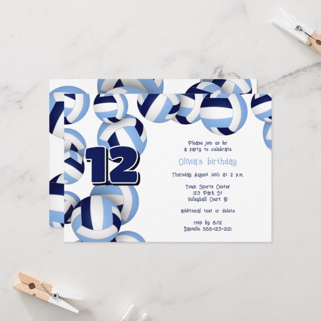 Invitación fiesta de cumpleaños de niños con bolas de voleibo (Anverso/Reverso In Situ)