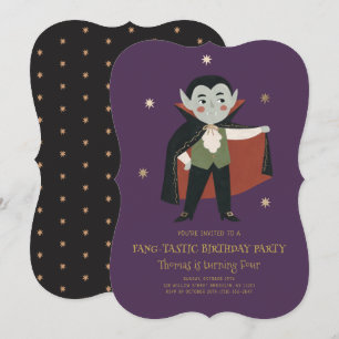 Invitación Fiesta de cumpleaños de niños con colmillos de vam