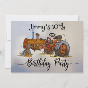 Invitación Fiesta de cumpleaños de niños con diseño de tracto