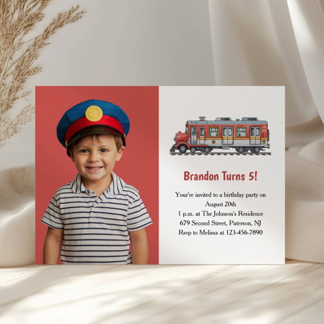 Invitación Fiesta de cumpleaños de niños con foto de tren de  (Subido por el creador)