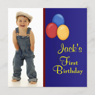 Invitación Fiesta de Cumpleaños de Niños con Globos Rojos y A