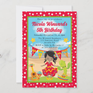 Invitación Fiesta de cumpleaños de niños con niña afroamerica