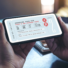 Invitación Fiesta de cumpleaños de niños con pases de embarqu