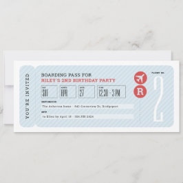 Invitación Fiesta de cumpleaños de niños con pases de embarqu