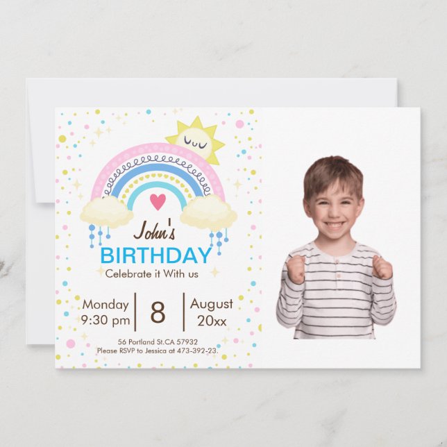 Invitación Fiesta de cumpleaños de niños con salpicaduras de  (Anverso)
