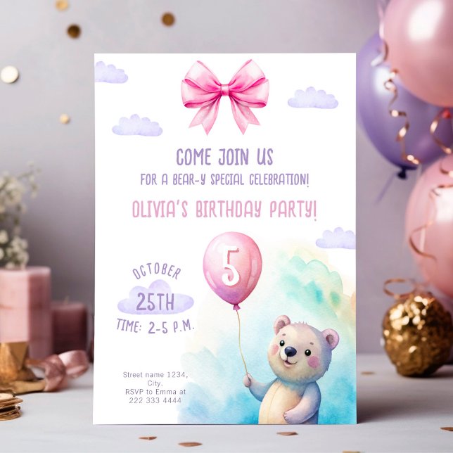 Invitación Fiesta de cumpleaños de niños con tema de oso (Subido por el creador)