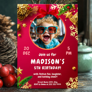 Invitación Fiesta de cumpleaños de niños con temática navideñ