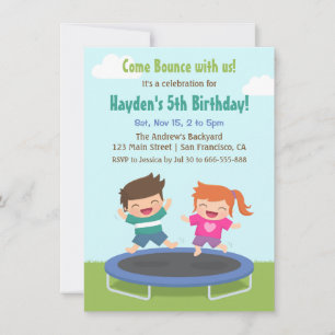 Invitación Fiesta de cumpleaños de niños con trampolín en el 